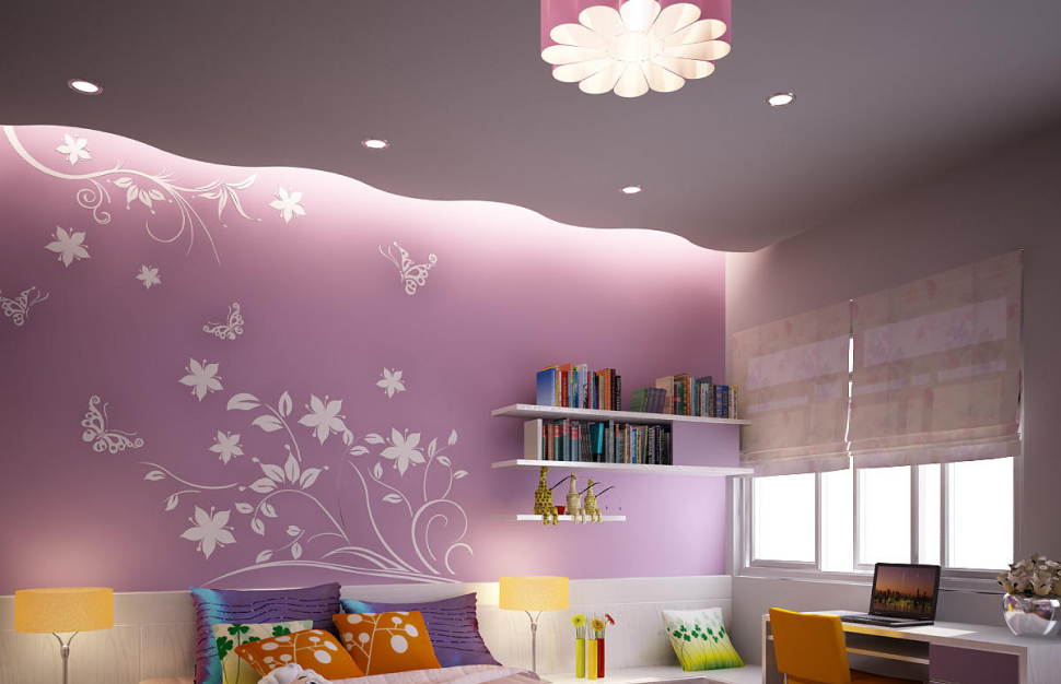 Извилистый парящий потолок в детской комнате