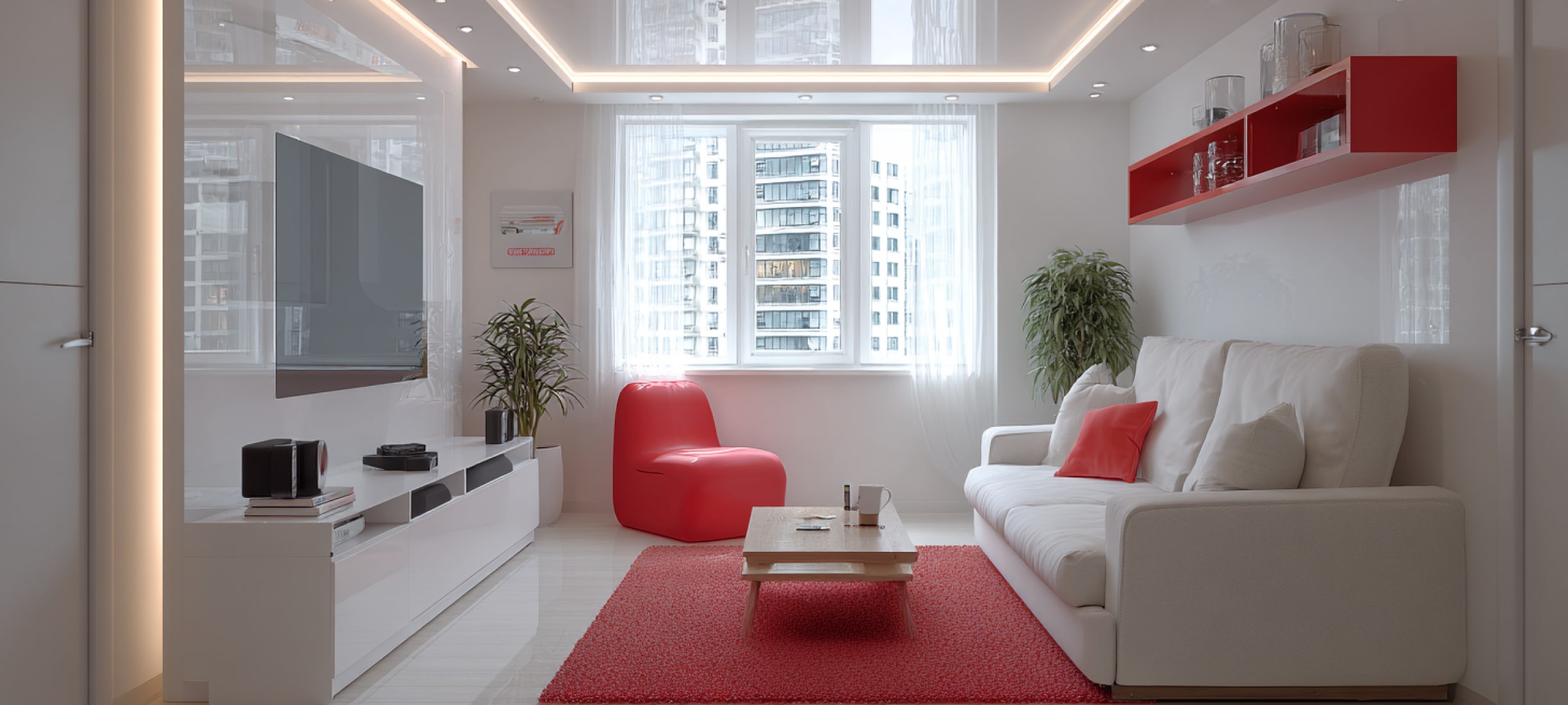 Двухуровневые натяжные потолки: формы, дизайн, варианты подсветки