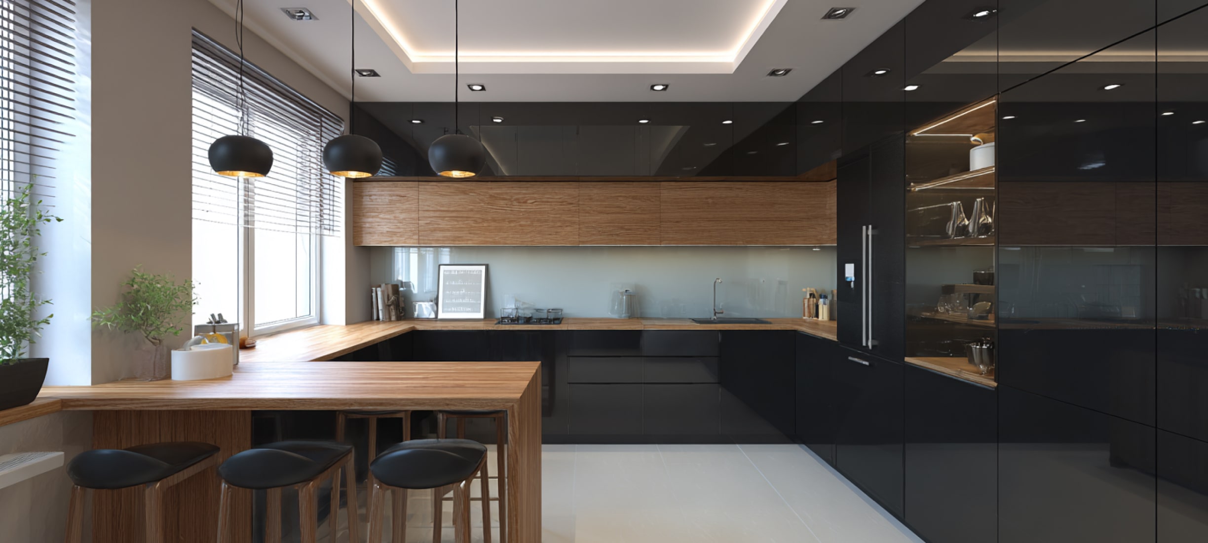 Двухуровневые натяжные потолки: формы, дизайн, варианты подсветки