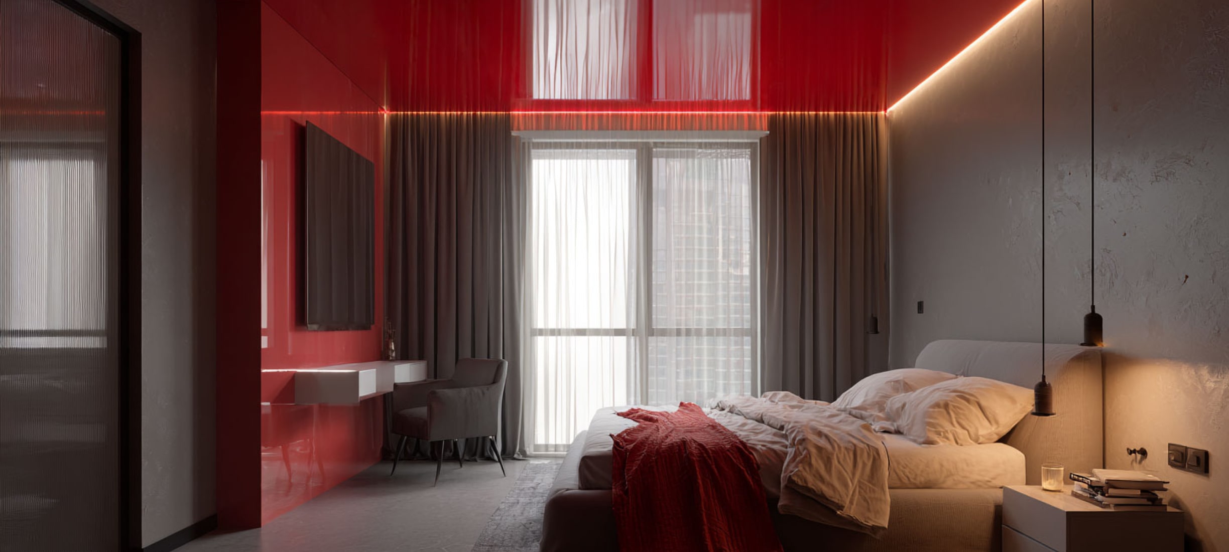 Глянцевые натяжные потолки: виды и конструкции