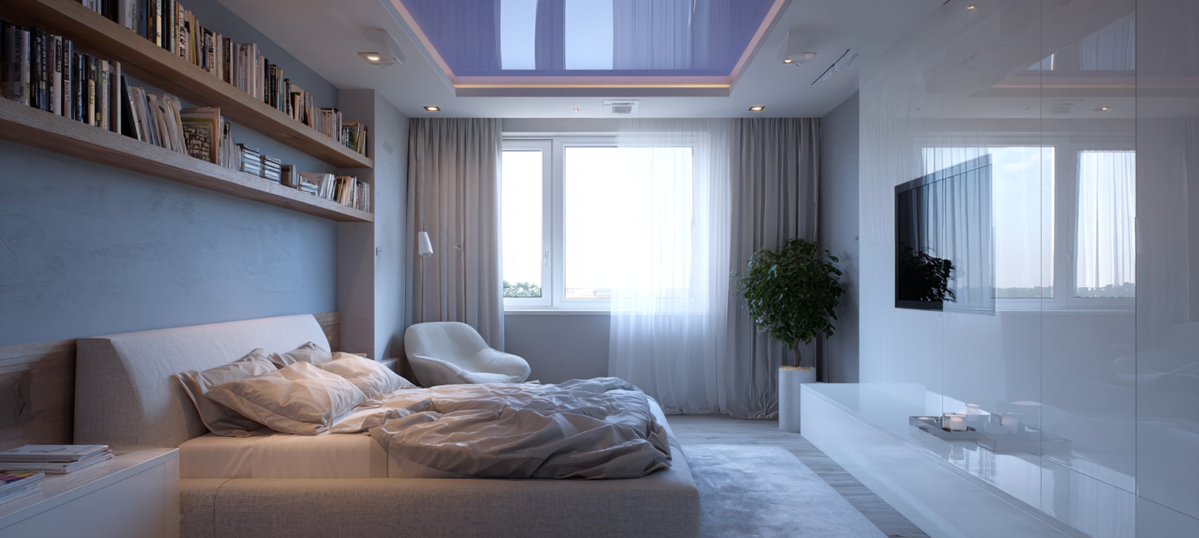 Дизайн натяжного потолка в спальне Дизайн натяжного потолка в спальне